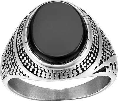 Produktbild von Karisma Männer Edestahl 316L Herrenring - Agate Achat Stein Schwarz - RHC97-9 - 65 (20.7)