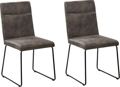 Produktbild von BELIANI Esszimmerstuhl 2er Set Dunkelgrau Polsterbezug Metallbeine Modern