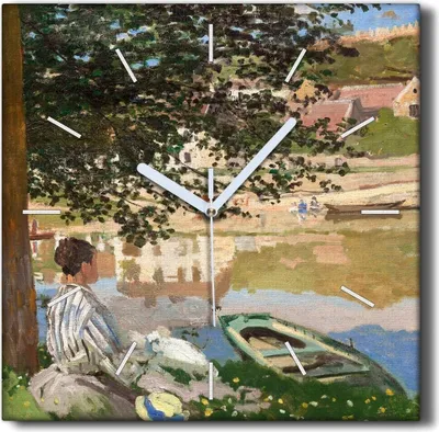 Produktbild von Coloray Hodiny Unikátní 30x30 cm  Tiché hodiny Pro obývací pokoj a kuchyň Nástěnné hodiny Plátno Černé ručičky hodin - Monet jeho bennecourt