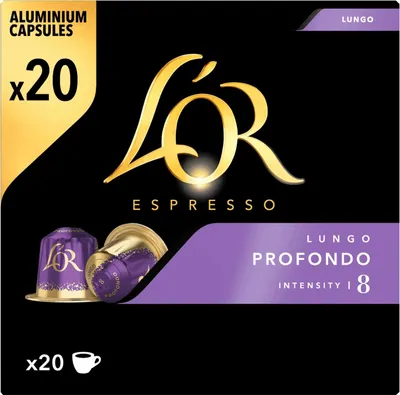 Immagine prodotto di Douwe Egberts L'OR Espresso Profondo XL, capsule di caffè, compatibili Nespresso, caffè torrefatto macinato, 20 capsule di caffè