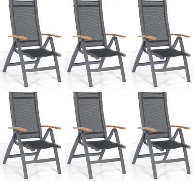 Produktbild von Sonnenpartner Florida 6x Klappsessel Klappstuhl Alu anthrazit/Textilen schwarz