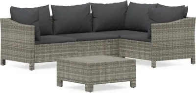 Obrázek produktu pro vidaXL 5dílná zahradní souprava s polštáři Grey Poly Rattan