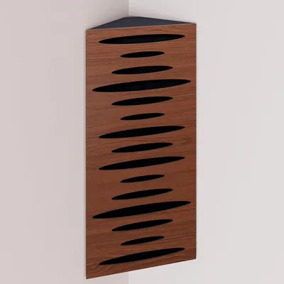 Immagine prodotto di Confezione da 2 – Trappola acustica angolare stretta con rivestimento in velluto | 50x23x10 cm | Riflessione - Isolamento acustico | [PULSE - Noce | Nero]