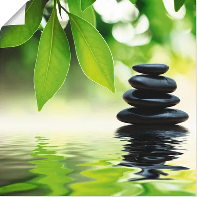 Produktbild von ARTland Poster Zen Steinpyramide auf Wasseroberfläche Größe: 50x50 cm