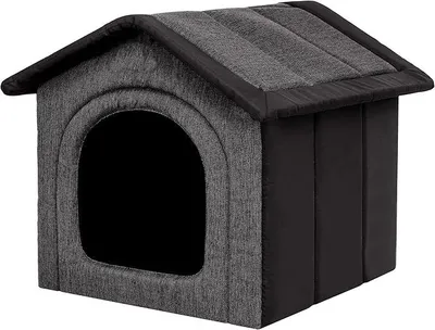 Produktbild von Hundehütte Hundehöhle Hundebett Hundehaus Katzenhöhle Tierbett XL - 60x55 cm Graphit mit Schwarz