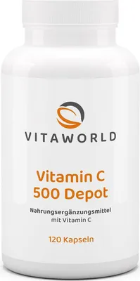 Obrázek produktu pro Vitaworld Vitamin C 500 Depot | 120 kapslí | s dlouhodobým účinkem | vysoké dávky | veganské