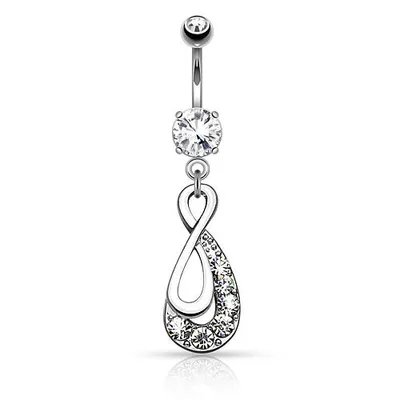 Produktbild von Taffstyle Bauchnabelpiercing Bauchnabelpiercing mit Kristall Unendlichkeit Ornament Anhänger, Silber