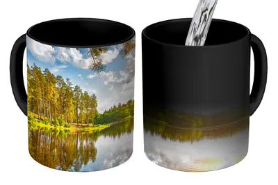 Obrázok produktu pre MuchoWow® Magický pohár Stromy - voda - slnko 350 ml Pohár na zmenu farby Darček Nápad na darček - Foto hrnček