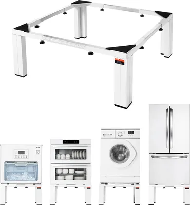 Immagine prodotto di VEVOR Base per lavatrice 305 mm, zoccolo per lavatrice 544 kg, piattaforma regolabile da 475 a 785 mm, piedini antiscivolo, robusto supporto in acciaio per lavatrice, universale, bianco
