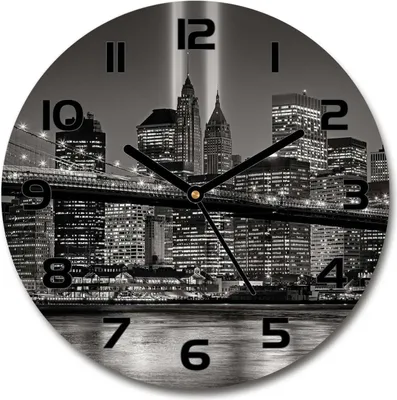 Produktbild von Wanduhr aus Glas 30fi Glasbild Glasuhr Gehärtetes Glas - schwarze-zeiger - Manhattan New York