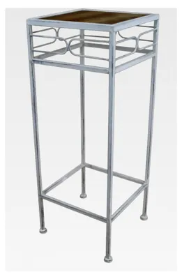 Produktbild von Blumenhocker/Beistelltisch aus Metall und Holz grau eckig Größe M