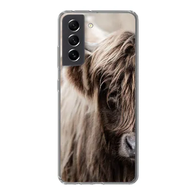 Produktbild von MuchoWow® Handyhülle Schutzhülle Hülle für Samsung Galaxy S21 FE Schottischer Highlander - Kuh - Vlies Silikon Softcase Handy Hülle - Mobiltelefonhülle