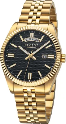 Regent BA-884 Herren-Armbanduhr Goldfarben/Schwarz 1