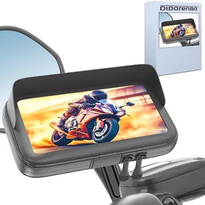 Produktbild von Wasserdichte Handyhalterung - Handyhalterung für Motorrad - Handyhalterung für Roller - Rückspiegel - Kompatibel mit Smartphones bis zu 7,5 Zoll - Motorrad-Handyhalterung