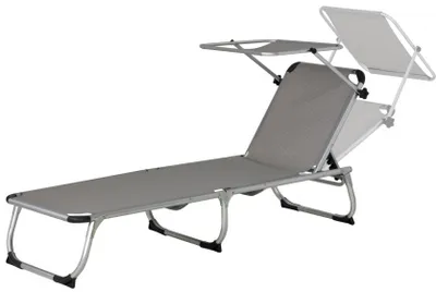 Image de Chaise longue Pebble Beach 57 X 188 X 30 Cm Gris Aluminium