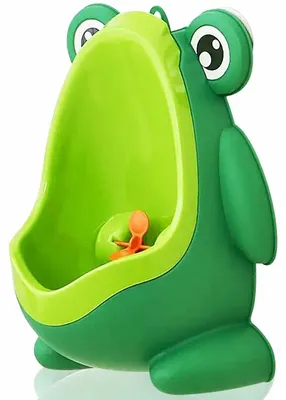 Produktbild von Mini-Urinal für Kinder, Froschform, Grün, Saugnapf-Montage, stufenlos höhenverstellbar, vorderer Tank entfernbar