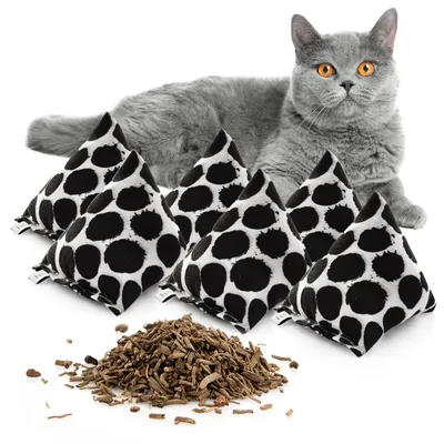 Produktbild von Schmusekissen 6er Set Schmuse-Pyramide XL Punkte mit Baldrian, Katzenkissen, interaktives Katzenspielzeug
