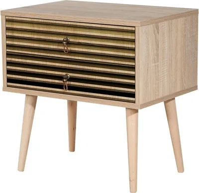 Produktbild von Nachttisch Dfiorill, Niedrige Kommode, Tisch, Multifunktionaler Nachttisch, 60x40h61 cm, Eiche