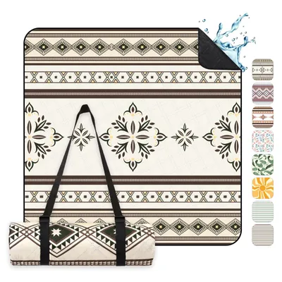 Produktbild von Sekey 200x200 cm Picknickdecke Wasserdicht Campingdecke XXL Stranddecke, Boho-Stil 2