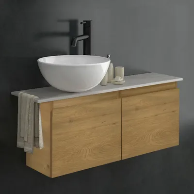 Produktbild von Alpenberger Badmöbel-Set Waschtisch mit Unterschrank & Keramikplatte 55-100 cm, Nano-Becken