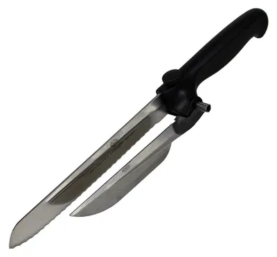 Linkshändermesser mit Edelstahlklinge und Abstandsrail, 35 cm