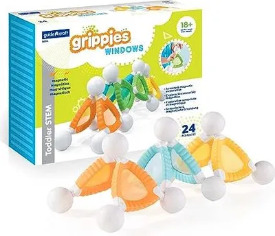 Produktbild von Guidecraft Konstruktionsspielzeug Grippies Windows - 24-teiliges magnetisches Bauset