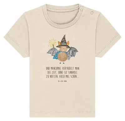 Produktbild von Mr. & Mrs. Panda  T-Shirt Fledermaus Zauberer 24. - 36. Monat - Natural Raw - Geschenk, Kinder Oberteil, Reinsteigern, Babyshirt, Frauen, Fledermäuse, Top, Magier