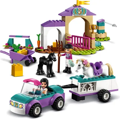 Produktbild von LEGO 41441 Friends Trainingskoppel und Pferdeanhänger, Pferd Spielzeug ab 4 Jahre für Mädchen und Jungen mit Pferdestall