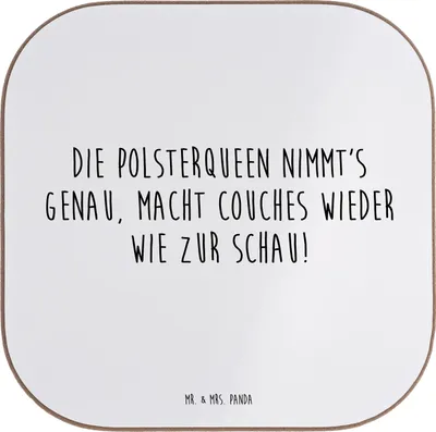 Produktbild von Mr. & Mrs. Panda Tassenuntersetzer Spruch Polsterei Präzision - Weiß - Geschenk, Tassen Untersetzer, Holzuntersetzer, Tischuntersetzer, Handwerkskunst, gläseruntersetzer
