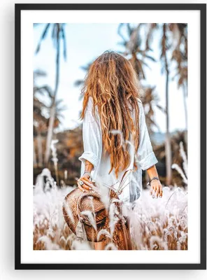 Produktbild von Gerahmtes Poster - Schwarzer Rahmen - Wiese Frau Gras - 50x70 cm - Wand Bild - Wanddeko - Wandbilder - Kunstposter - Wandposter - Bilderrahmen - Bilder - Kunstdruck - Wanddekoration - P2BPA50x70-5115