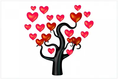 Produktbild von Wallario Premium Glasbild, freischwebende Optik, kräftige Farben, Größe 90 x 60 cm Motiv Comic Baum mit Herzen