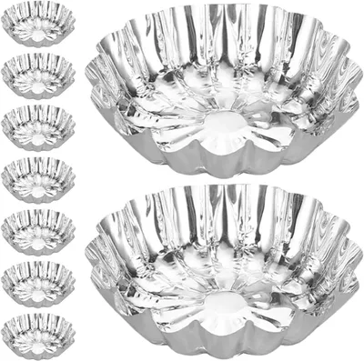 Produktbild von 100 silberfarbene Dessertbackformen aus Aluminiumfolie für Törtchen und Tartelettes mit Antihaftbeschichtung