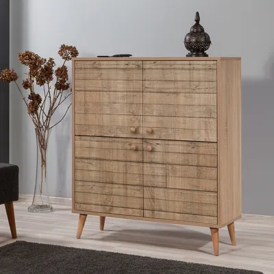 Produktbild von Skye Decor, Multilux - 728, Mehrzweckschrank, Sonoma-Eiche, 100 % MELAMINBESCHICHTETE SPANPLATTEN, 95 x 36 x 111 cm