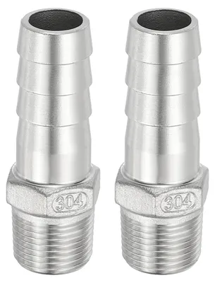 2x Edelstahl Schlauchstutzen 3/5" x 3/8" NPT Adapter