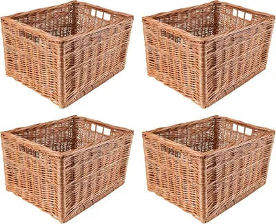 Obrázok produktu pre Creative Home 4 x Malý prútený košík  40x30x24 cm | Sada 4 košíkov s úchytkami na uskladnenie | Na poličku, hračky, do kúpeľne