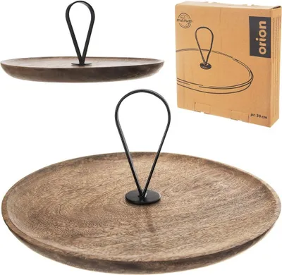 Obrázek produktu pro Orion dřevěný talíř Servírovací stojan Servírovací talíř Talíř na ovoce Talíř na dorty ze dřeva MANGO 30,5 cm
