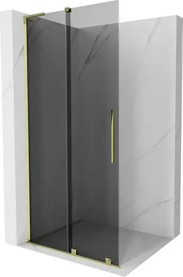 Produktbild von Mexen Velar L Duschwand Schiebetür Walk-in 120 x 200 cm, Graphit 8 mm, Gold - 871-120-003-43-50