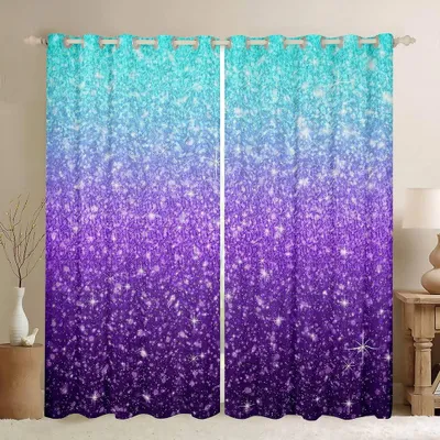 Verdunkelungsvorhänge, 2er-Set, B132 x H228 cm, Mikrofaser, blau-lila, Ösen