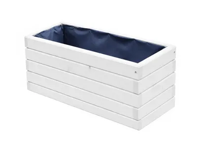Obrázok produktu pre Drevený kvetináč 60 cm – kvetináč na balkón a terasu, odolný voči poveternostným vplyvom, na bylinky, vyvýšený záhon do záhrady (D3 biela)