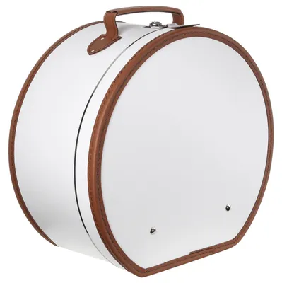 Produktbild von Runde Hutschachtel, cremeweiß – Maße: 40 cm x 21 cm – Große Hutschachtel aus Kunstleder – Hutaufbewahrungsbox mit Griff und Schloss – Hutetui – Auch als Dekoration geeignet