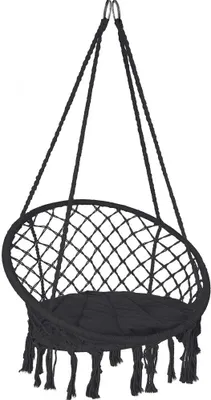 Produktbild von VOUNOT® Hängesessel mit Kissen, Boho Hängestuhl zum Aufhängen Hängeschaukel für Erwachsene und Kinder, Indoor und Outdoor, Schwarz