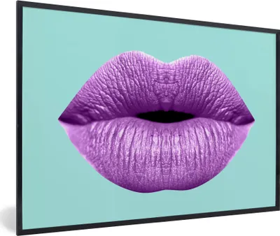 Produktbild von MuchoWow® MuchoWow® Gerahmtes Poster Lippen - Pastell - Lila 30x20 cm - Poster mit zchwarzem Bilderrahmen - Kunstdruck - Bild-Poster