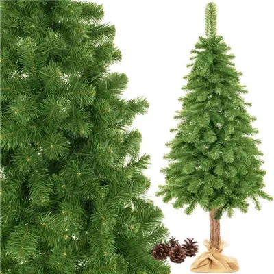 Zdjęcie produktu dla Sztuczna choinka sosna naturalny pień worek jutowy 220 cm