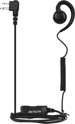 Productafbeelding van Retevis walkie-talkie oortelefoon met microfoon, intrekbare spoel, headset, compatibel met C-vormige, 2-polige portofoons (1 stuk)