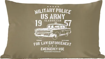 Produktbild von MuchoWow® Zierkissen Sofakissen Wohnzimmer Dekokissen 60x40 cm Mancave - Auto - Oldtimer - Armee - Kopfkissen - Polster mit Foto