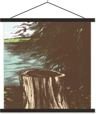 Produktbild von MuchoWow® Textilposter Baum - Meer - Illustration 90x90 cm mit schwarzem Rahmen - Magnetisches