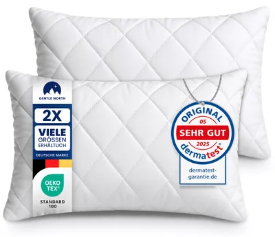 Produktbild von 2er Set Kissen (50x75 cm) - Dekokissen für Bett und als Zierkissen - Mit Reißverschluss - Sofakissen für Couch und Sofa - Waschbar bis 60° - weiß