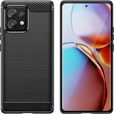 Obrázek produktu pro Karbonové pouzdro kompatibilní s Motorola Edge 40 Pro flexibilní silikonové karbonové pouzdro černé