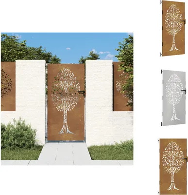 Obrázok produktu pre vidaXL Záhradná brána 85x175 cm Corten oceľový dizajn stromu - Záhradné brány