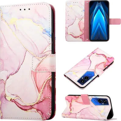 Produktbild von Tecno Pova 4 Pro Hülle, Marmor Motiv Kunstleder Tasche Wallet Kartenfächer mit Standfunktion Klapp Schutzhülle für Tecno Pova 4 Pro Beige